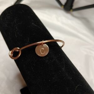 Initial Charm Knot Bracelet "C" Rose Gold Colored pre-owned cleaned sanitized